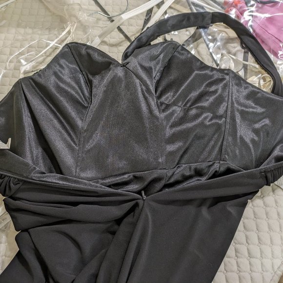 Tiffany Designs Black Rhinestone Sequin Crossover Sleeveless Prom Maxi Dress - 6 - Picture 15 of 16